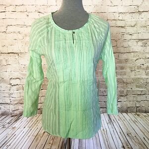 Calvin Klein Tuxedo Popover Blouse 3/4 Green Med